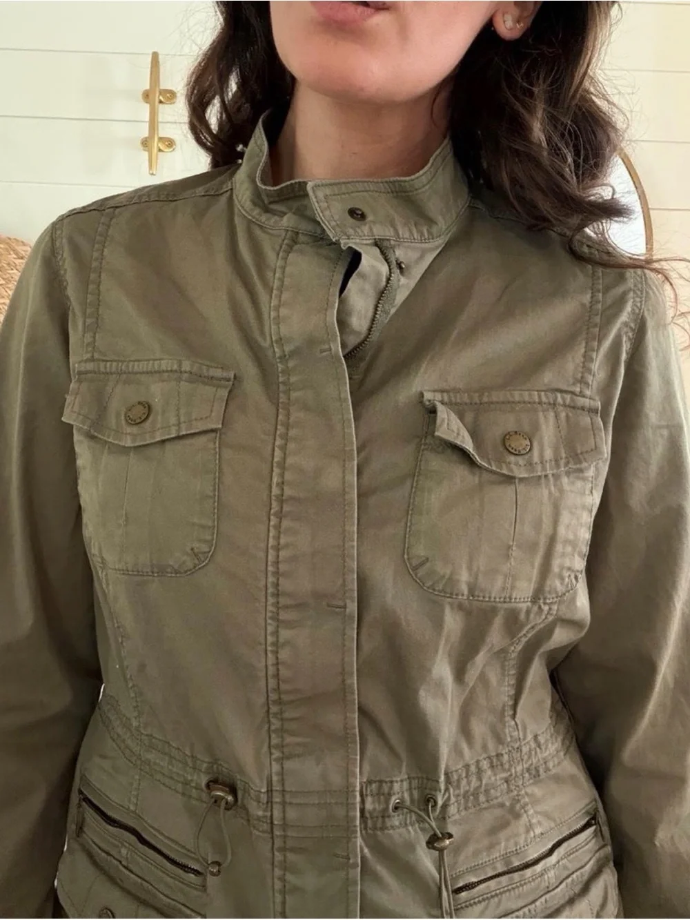 L.L.Bean khaki cotton utility jacket in a classic field-jacket style.
